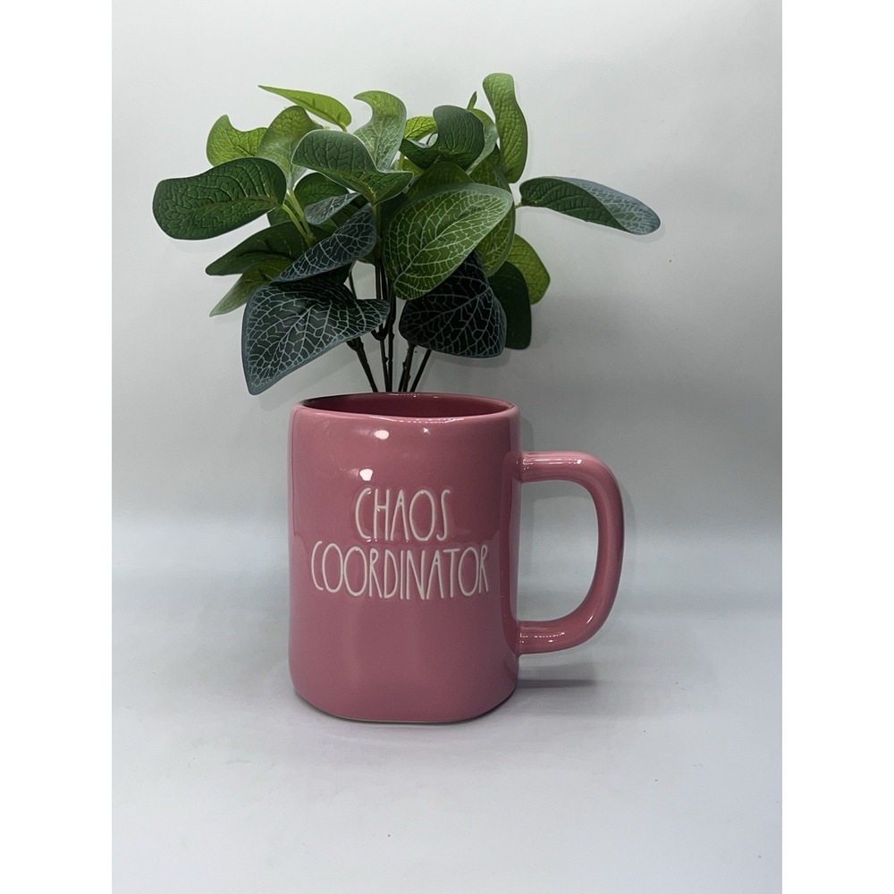 RARE Rae Dunn Pink Chaos Coordinator Mug with odd‎ Lettering! 2020